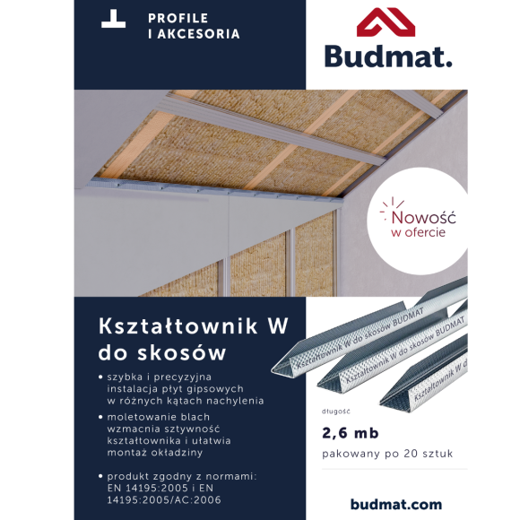 Kształtownik W Budmat 2,6 m – profil do skosów i poddaszy Łódź Kształtownik W Budmat 2,6 m – profil do skosów i poddaszy Łódź