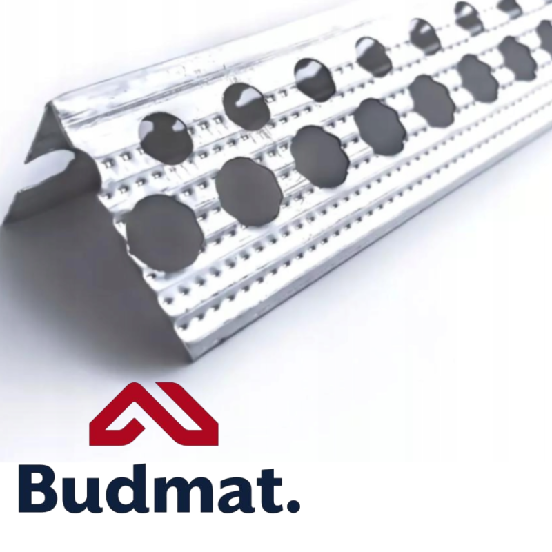 Narożnik aluminiowy BUDMAT 23x23 mm moletowany | Do zabudowy GK gipsu